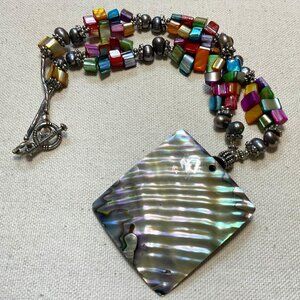Abalone Shell Pendant Necklace  - Beachy Artisan Boho